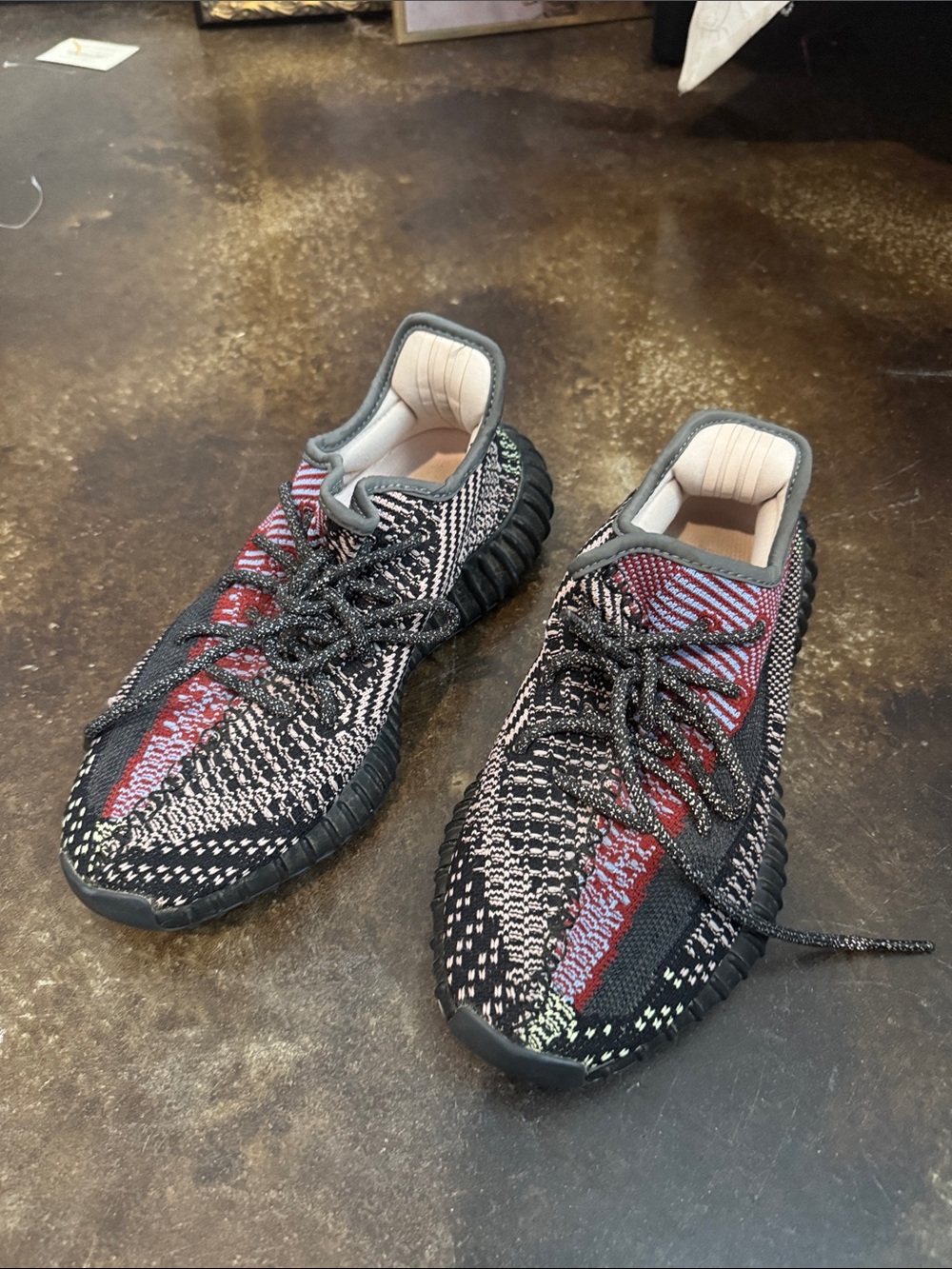 Yeezy Boost Style Knit Sneakers in Black, Red, Gray